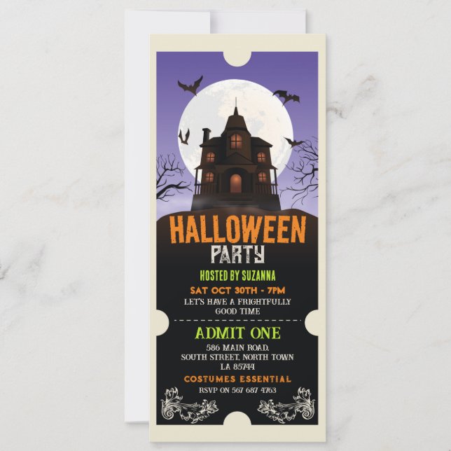 Halloween Ticket Haunted House Party Horror Invitation (Front)