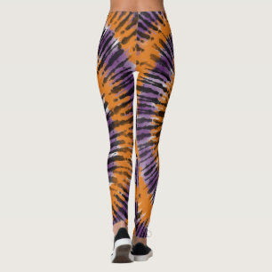 Halloween Tie Dye Abstract Pattern Orange Purple Leggings