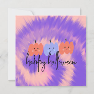 Halloween Tie Dye Pumpkin Hand Drawn Card