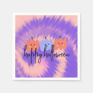 Halloween Tie Dye Pumpkin Hand Drawn   Napkin