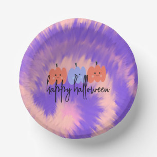 Halloween Tie Dye Pumpkin Hand Drawn Paper Plate