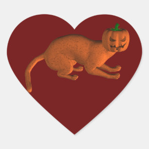 Halloween Tiger Cat Heart Sticker