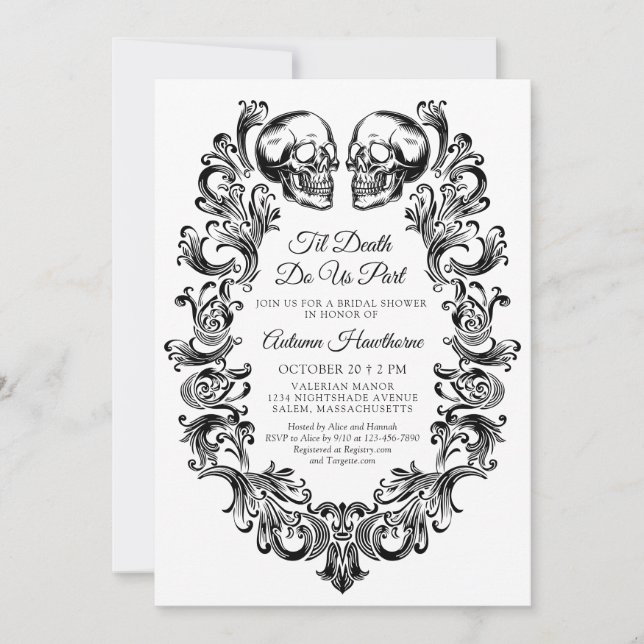 Halloween Til Death Do Us Part Bridal Shower Invitation (Front)