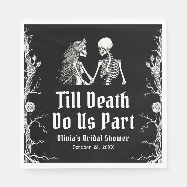 Halloween Till Death Do Us Part Bridal Shower Napkin (Front)