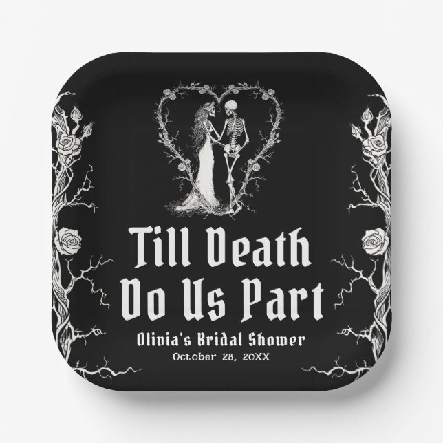 Halloween Till Death Do Us Part Bridal Shower Paper Plate (Front)