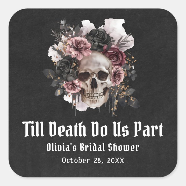 Halloween Till Death Do Us Part Bridal Shower Square Sticker (Front)