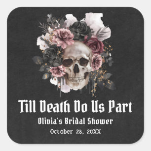 Halloween Till Death Do Us Part Bridal Shower Square Sticker