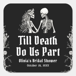 Halloween Till Death Do Us Part Bridal Shower Square Sticker