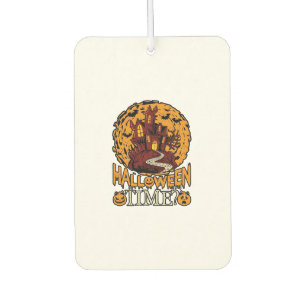 Halloween Time Haunted House Full Moon Pumpkins Air Freshener