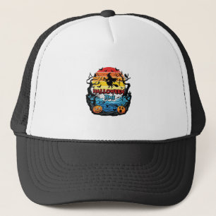 Halloween Time Witch Pumpkins Bats Sunset_1 Trucker Hat