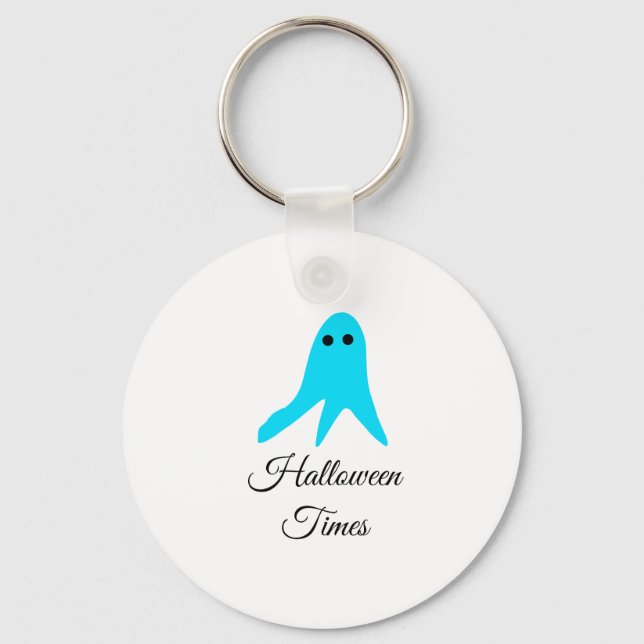 Halloween times blue ghost scribble hand-drawn fal keychain (Front)