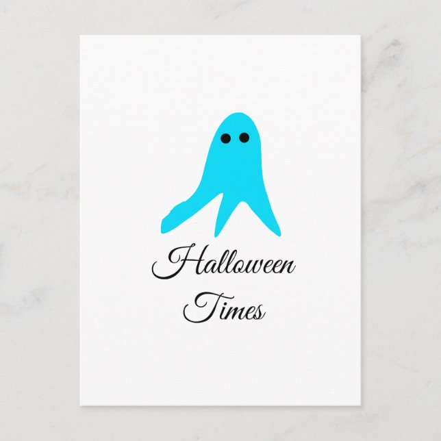 Halloween times blue ghost scribble hand-drawn fal postcard (Front)