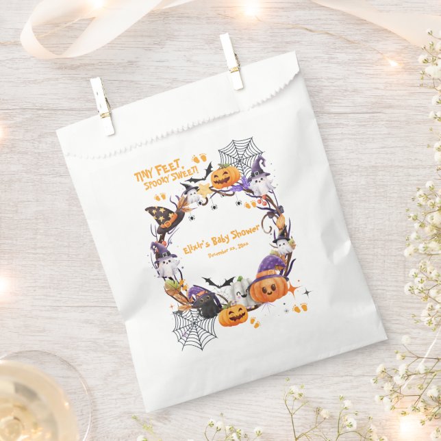 Halloween Tiny Feet, Spooky Sweet Baby Shower Favour Bag (Clipped)