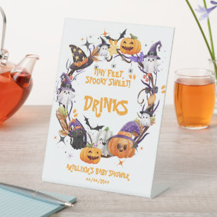 Halloween Tiny Feet, Spooky Sweet Baby Shower  Pedestal Sign