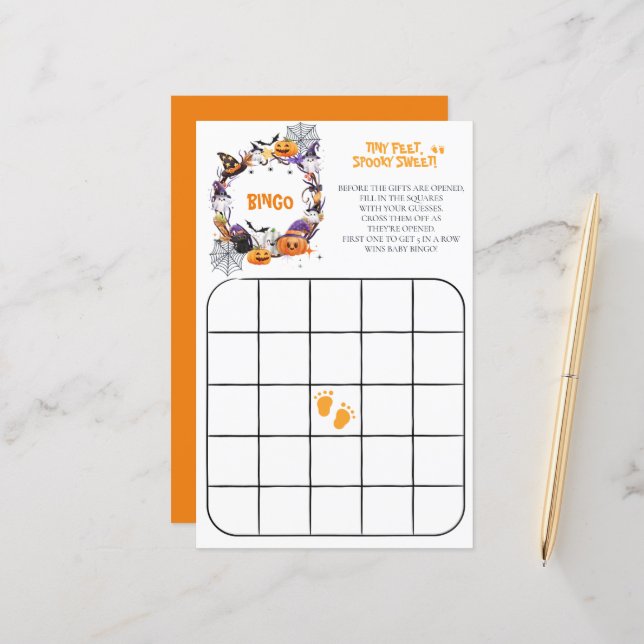 Halloween Tiny Feet, Spooky Sweet Bingo Game (Front/Back In Situ)