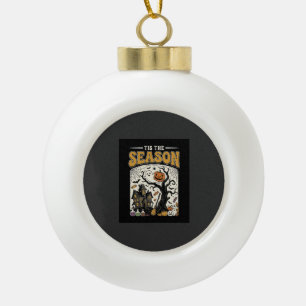 Halloween Tis The Season Haunted House Design_1 Ceramic Ball Christmas Ornament