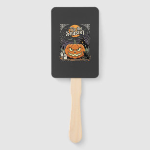 Halloween Tis the Season Pumpkin Cat Design_1 Hand Fan