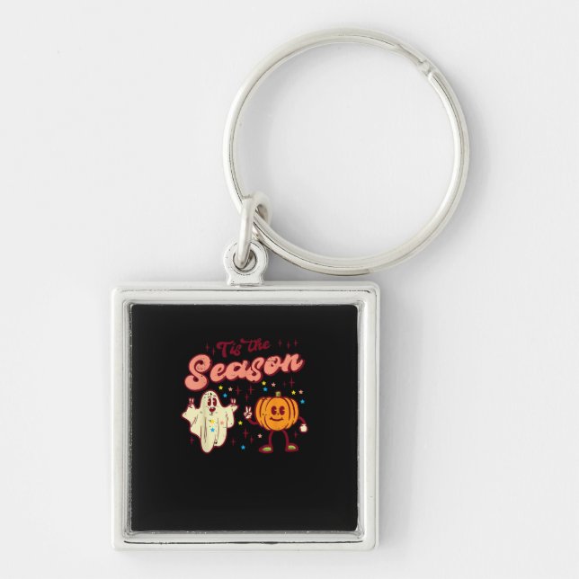 Halloween Tis The Season Retro Costume Groovy Wome Keychain (Front)