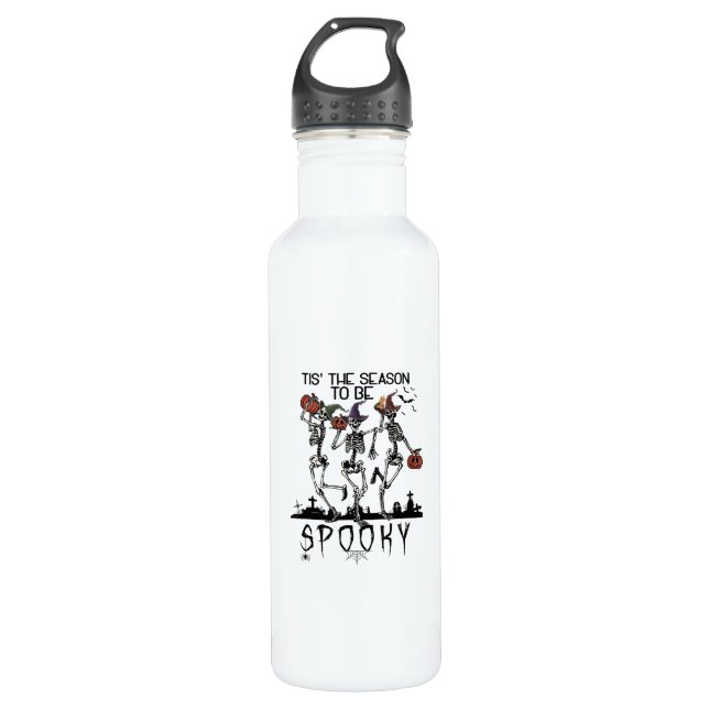 Halloween Tis The Season To Spooky Dancing Skeleto 710 Ml Water Bottle (Front)