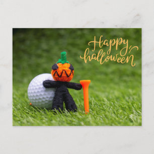 Halloween to golfer with golf ball Halloween Postcard