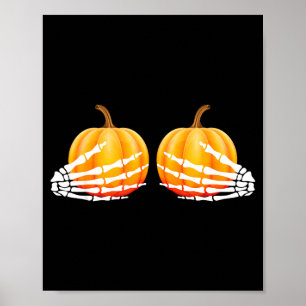 Halloween toobs pumpkin hands skeleton  poster