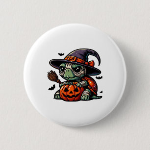 Halloween Tortoise Turtle Witch Hat Costume Spooky 2 Inch Round Button
