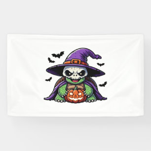 Halloween Tortoise Turtle Witch Hat Costume Spooky Banner