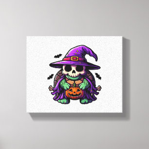 Halloween Tortoise Turtle Witch Hat Costume Spooky Canvas Print