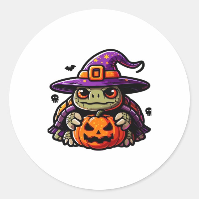 Halloween Tortoise Turtle Witch Hat Costume Spooky Classic Round Sticker (Front)