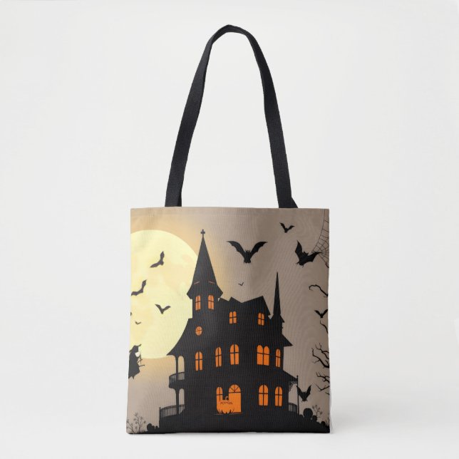Halloween Tote Bag – Minimal “BOO” Spooky Design (Front)
