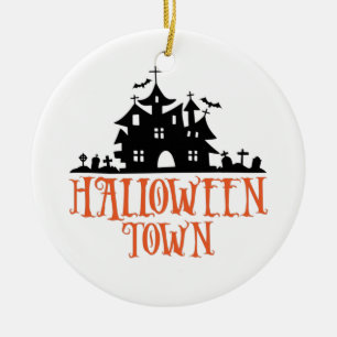 Halloween Town – Haunted House, Spooky Church Ceramic Ornament