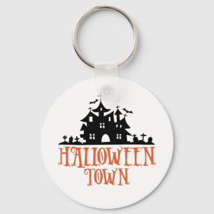 Halloween Town – Haunted House, Spooky Church Keychain