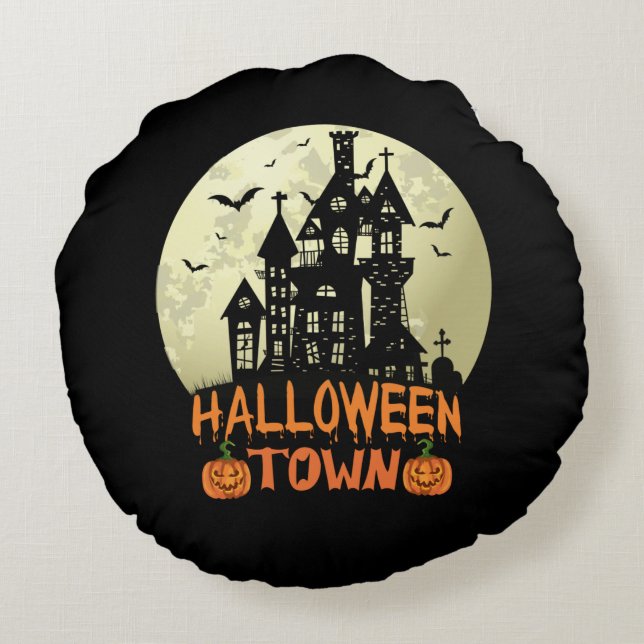 Halloween Town Round Pillow (Back)