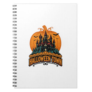Halloween Town Vintage Haunted Castle Pumpkin Desi Notebook