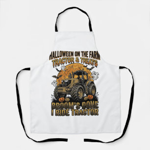 Halloween Tractor Shirt Funny Farm Witch Ride Desi Apron