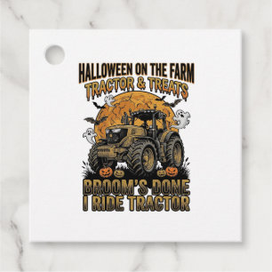 Halloween Tractor Shirt Funny Farm Witch Ride Desi Favour Tags