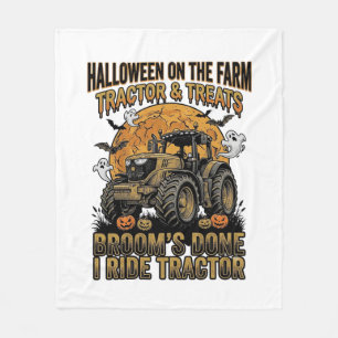 Halloween Tractor Shirt Funny Farm Witch Ride Desi Fleece Blanket