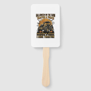 Halloween Tractor Shirt Funny Farm Witch Ride Desi Hand Fan