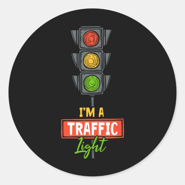 Halloween Traffic Light I'm A Traffic Light  Classic Round Sticker (Front)