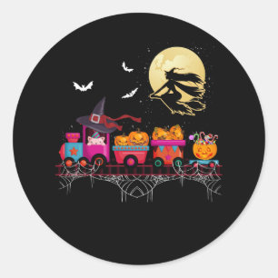 Halloween Train Witch Flying Ghost Pumpkin Jack O Classic Round Sticker