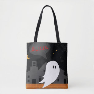 Halloween traite sac mignon fantôme nom personnali