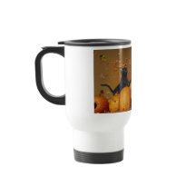 Halloween Travel Mug with Black Cats