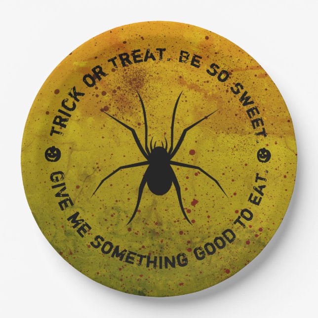 Halloween Treat or Trick Spider Blood Paper Plates (Front)