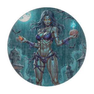 Halloween Treat or Zombie Girlfriend w Brains Cutting Board