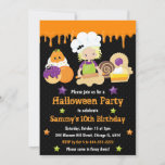 Halloween Treats Baking Birthday Party Invitation<br><div class="desc">Halloween Treats and sweets Baking design with a black polka dot background
Graphics by PrettyGraphik and DigitalCurio on Etsy</div>