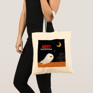 Halloween treats cartoon ghosts in town tote bag