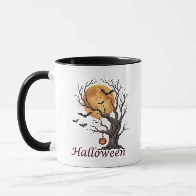 Halloween Tree and Pumpkin Jack-o'-Lantern Mug (Left)
