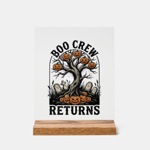 Halloween Tree Shirt Vintage Spooky Pumpkin Graphi Acrylic Sign