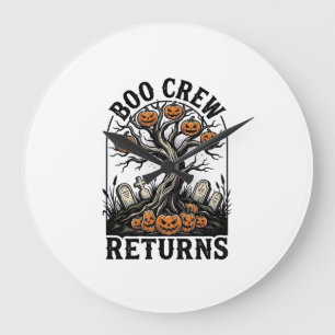 Halloween Tree Shirt Vintage Spooky Pumpkin Graphi Large Clock