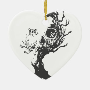 Halloween Tree Skull Ceramic Ornament